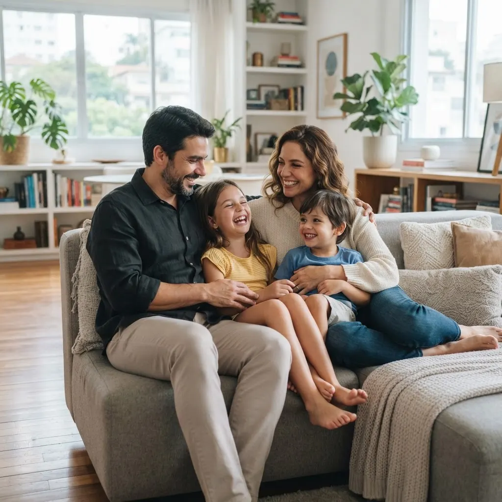 Família protegida pela Libero Seguros em casa